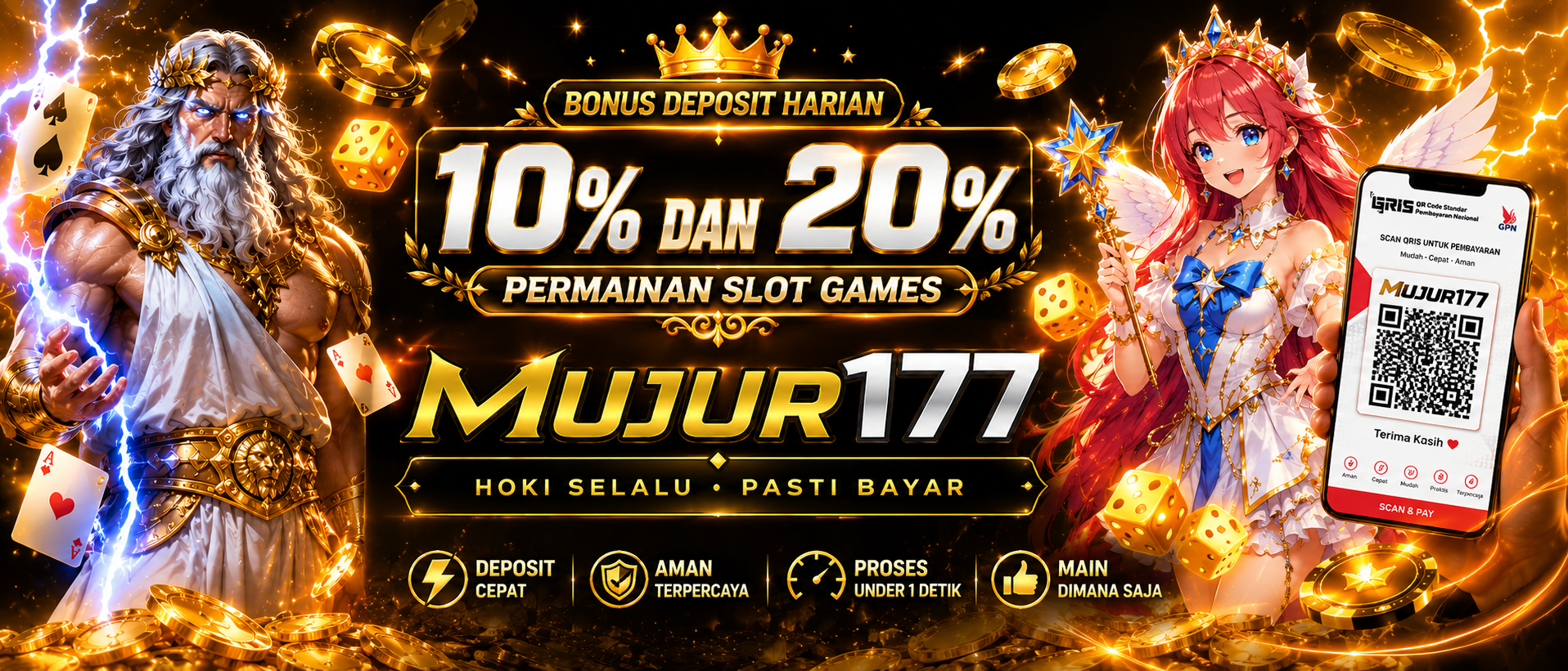 MUJUR177 Bonus Deposit Harian 10% 20%